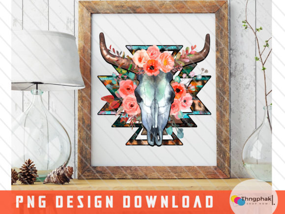 Boho Cow Skull Roses Png Review