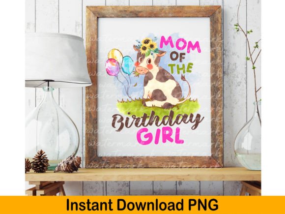 Mom of the Birthday Girl Png, Farm Cow